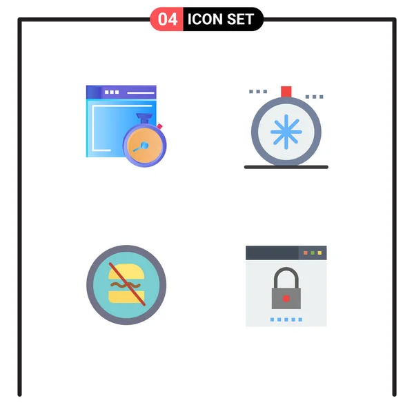 Conjunto Moderno Iconos Planos Símbolos Como Archivo Prohibido Computación Navegación — Vector de stock