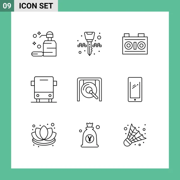 Universal Icon Symbols Group Modern Outlines Gong Transport Camera Traffic — Vettoriale Stock