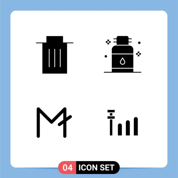 Modern Set Solid Glyphs Symbols Delete Moon Coin User Oil — Stock Vector