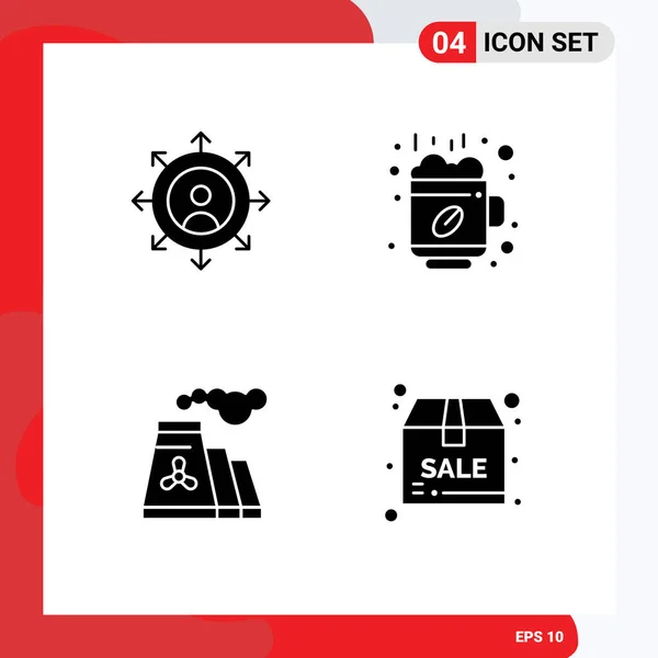 キャリア ホット カップ パッケージの4つの創造的なアイコン現代的な記号とシンボル編集可能なベクトルデザイン要素 — ストックベクタ