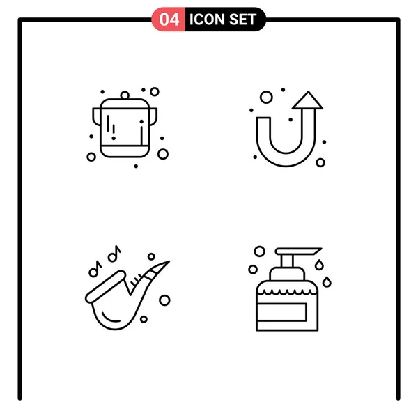 Felhasználói Felület Line Pack Modern Jelek Szimbólumok Főzés Szaxofon Nyíl — Stock Vector