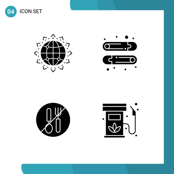 Editierbare Vector Line Pack Von Einfachen Festen Glyphen Der Welt — Stockvektor