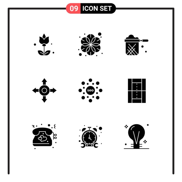 Set Modern Icons Sysymbols Signs Activities Seo Pan Circle Directions — Vector de stock