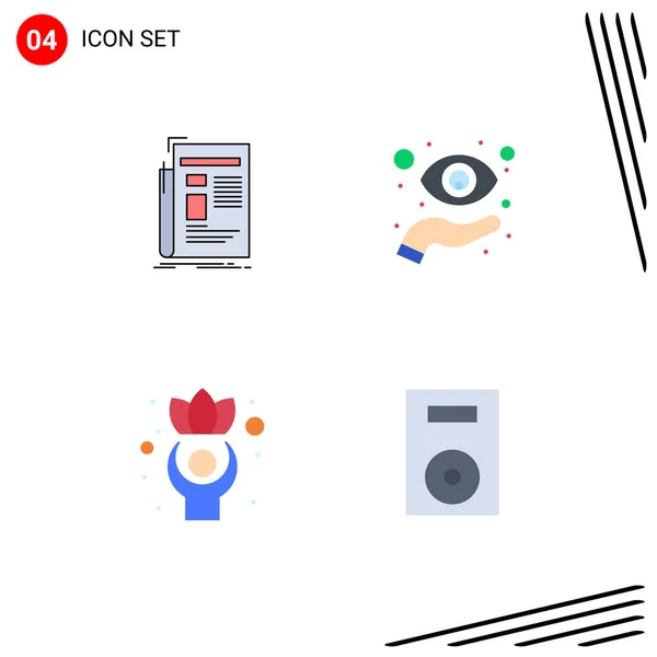 Pictogram Set Simple Flat Icons Gazette Vision Newsletter Focus Healthy — Stock Vector