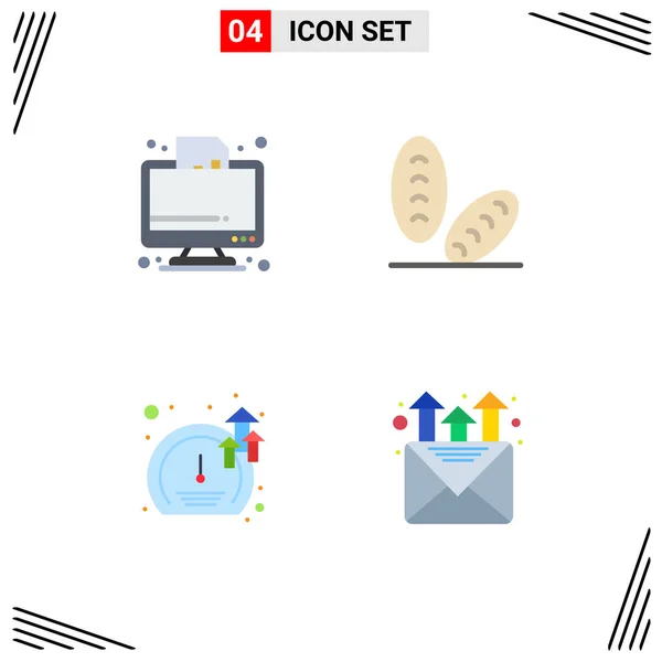 Set Modern Icons Symbols Signs Business Software Graph Bread Growth — Stock Vector