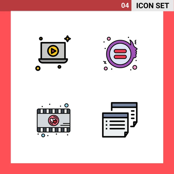 Creative Icons Modern Signs Symbols Laptop Video Player Equality Justice — Stock Vector