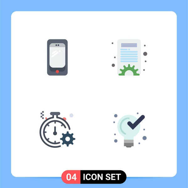 Editable Vector Line Pack Simple Flat Icons Phone Clock Huawei — Image vectorielle