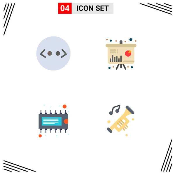 Pack Creative Flat Icons Brackets Electronic Chart Information Accessories Editable — Stockvector