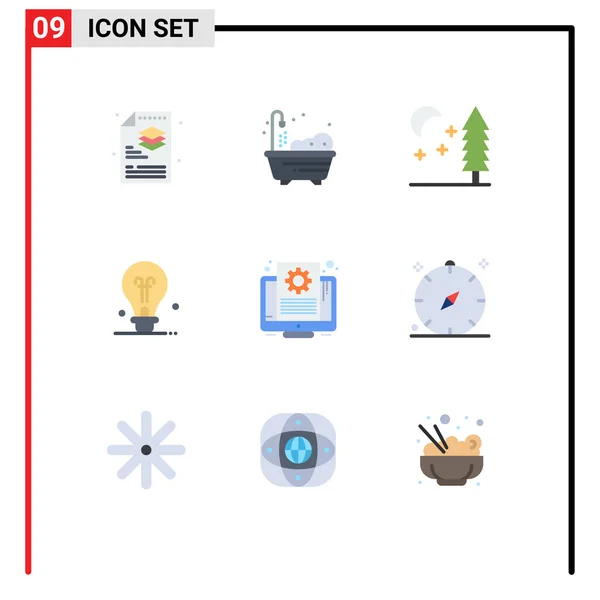 Universal Icon Symbols Group Modern Flat Colors Compass Setting Night — Vetor de Stock