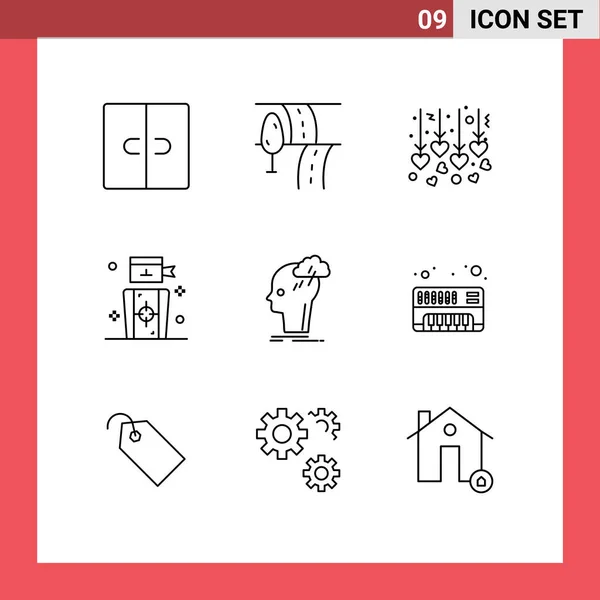 User Interface Outline Pack Modern Signs Symbols Idea Creative Heart — Stock Vector