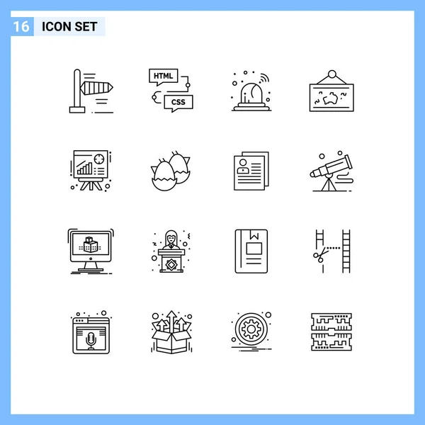 Stock Vector Icon Pack Line Signs Symbols Chart Picture Alarm — Stock Vector