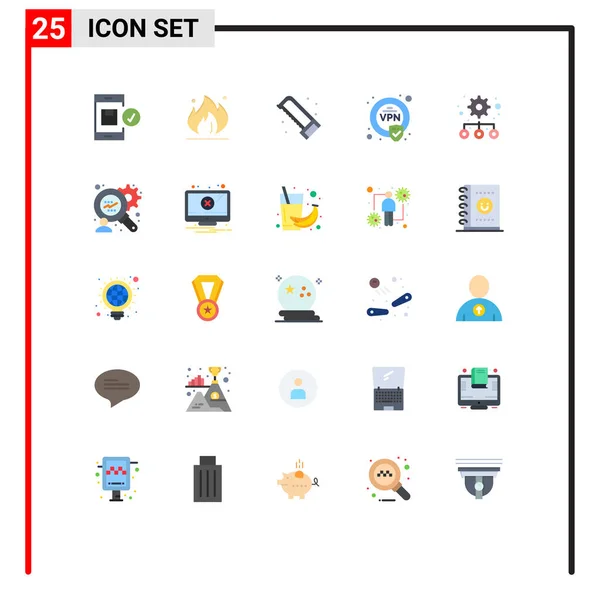 Grupo Colores Planos Signos Símbolos Para Gestión Vpn Construcción Seguridad — Archivo Imágenes Vectoriales