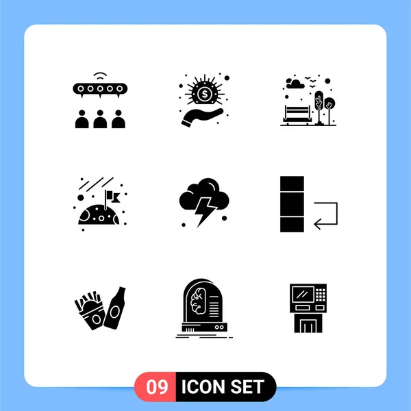 Universal Icon Symbols Group Modern Solid Glyphs Power Farm Bench — 스톡 벡터