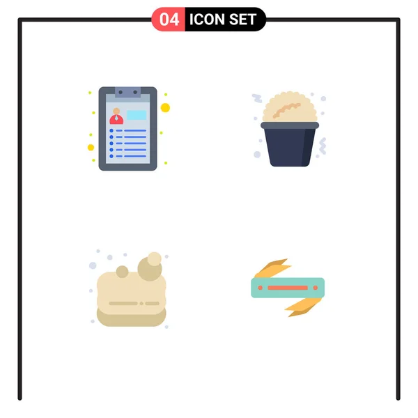 Thematic Vector Flat Icons Editable Symbols Knife Popcorn Soap Sharp — Stock Vector