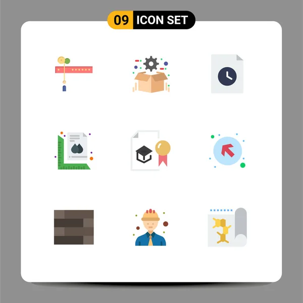Interfejs Użytkownika Kolor Płaski Pakiet Nowoczesnych Znaków Symboli Certyfikatu Wydruku — Wektor stockowy