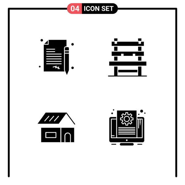 Thematische Vektor Solid Glyphen Und Editierbare Symbole Für Zeichen Bau — Stockvektor