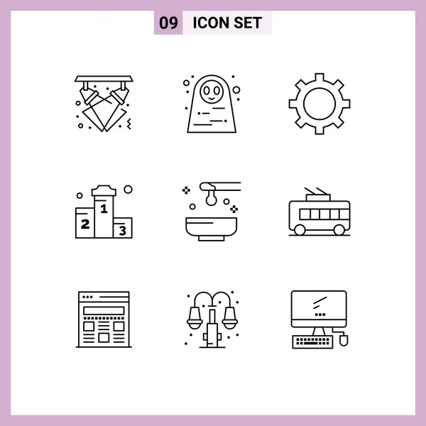 Outline Pack Universal Symbols Honey Race Scary Won Position Editable — Stock Vector