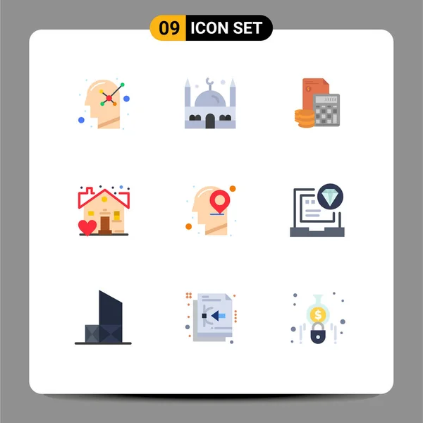 Modern Uppsättning Platta Färger Pictograph Fastigheter Egendom Investeringar Mynt Besparingar — Stock vektor