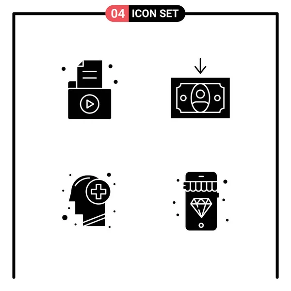 Universal Icon Symbols Group Modern Solid Glyphs Document Healthy Office - Stok Vektor