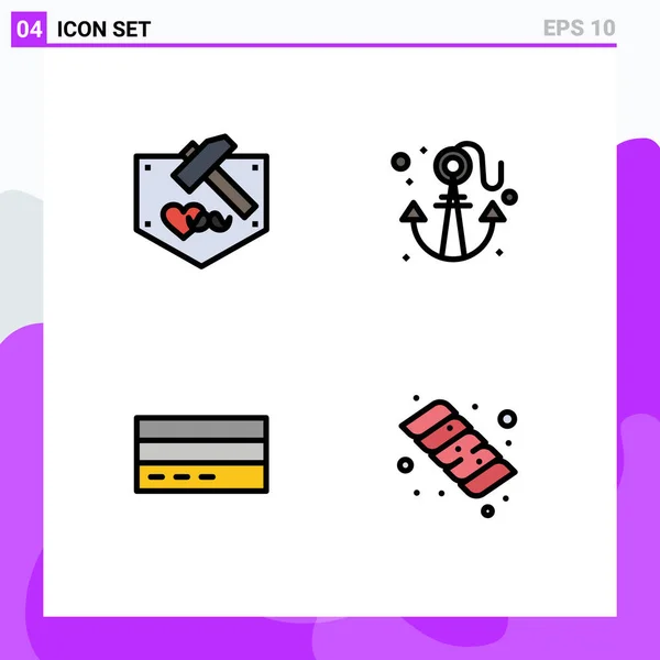 Universal Icon Symbols Group Modern Filledline Flat Colors Day Card — 스톡 벡터
