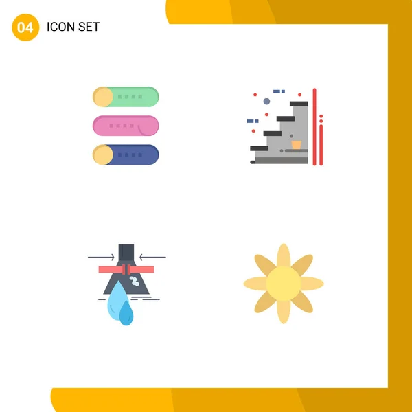 Group Modern Flat Icons Set Setting Chemical Stage Detection Editable — Stock Vector