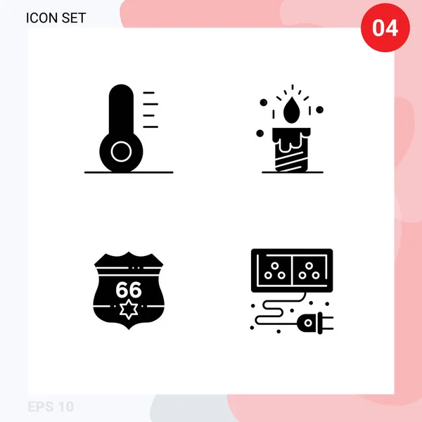 Mobile Interface Solid Gyph Set Pictograms Christmas Security Light American — Vector de stock