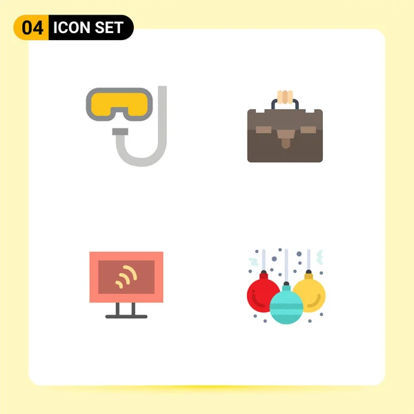 Modern Set Van Flat Icons Pictograaf Van Strand Service Onderwater — Stockvector