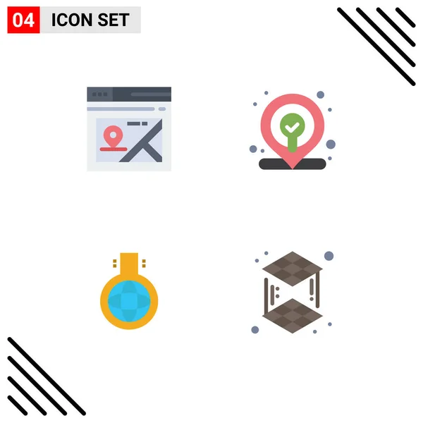 Modern Set Flat Icons Symbols Web Chemistery Map Map Cube — Stock Vector