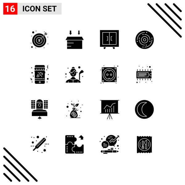 Universal Icon Symbols Group Modern Solid Glyphs Dating Holiday Cupboard — Vettoriale Stock