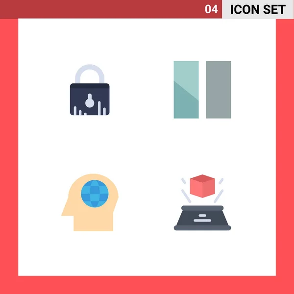 Icons Pictograph Lock Global Shopping Image Box Editable Vector Design — 스톡 벡터