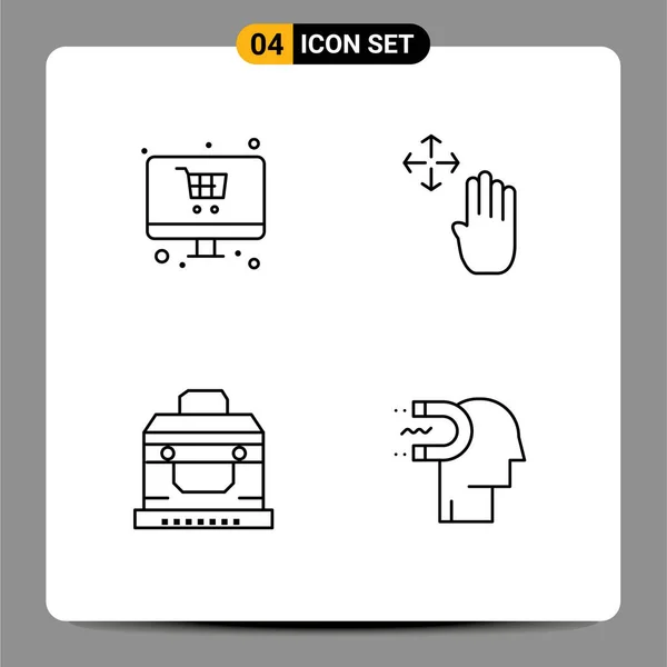 Stock Vector Icon Pack Line Signs Symbols Online Box Monitor — Stock Vector