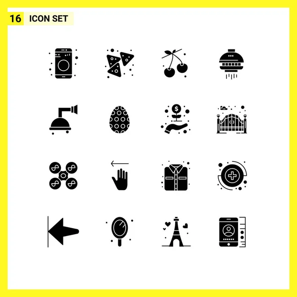 Ensemble Pictogrammes Glyphes Solides Simples Éléments Conception Vectoriels Modifiables Propres — Image vectorielle