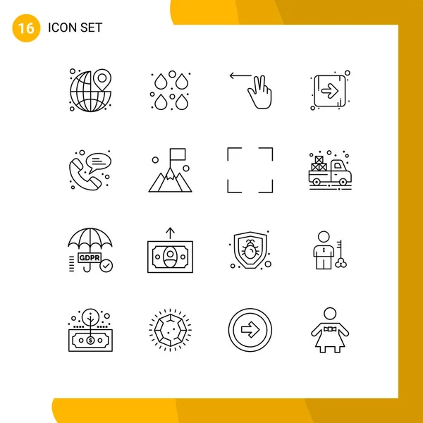 Set Modern Icons Symbols Signs Phone Right Edit Direction Left — Stock Vector