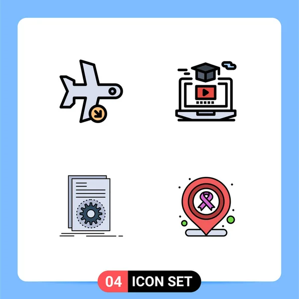 Interface Usuário Filledline Flat Color Pack Modern Signs Symbols Flight — Vetor de Stock