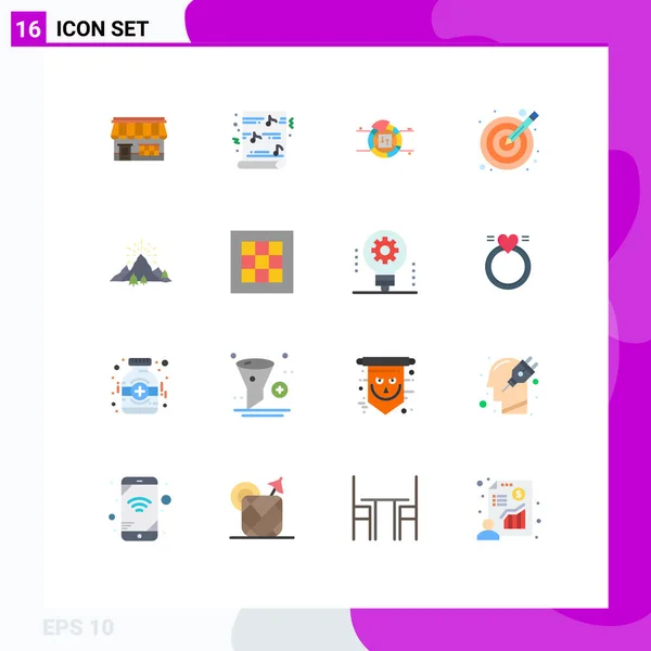 Thematic Vector Flat Colors Editable Symbols Hill Target Religion Illustration — 스톡 벡터
