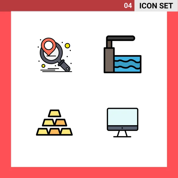 Pictogram Set Simple Filledline Flat Colors Marketing Campaign Stack Pool — Stock Vector