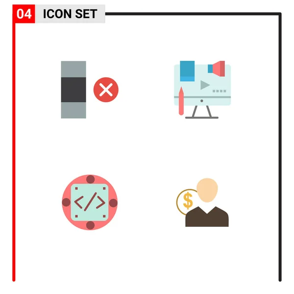 Interfaz Móvil Icono Plano Conjunto Pictogramas Elementos Diseño Vectores Editables — Vector de stock