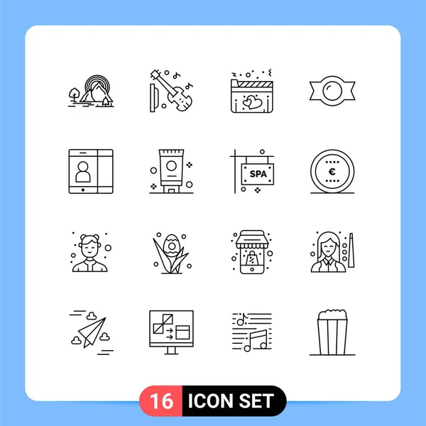 Set Modern Icons Symbols Signs Cell Sweet Violin Candy Movie — Stock Vector
