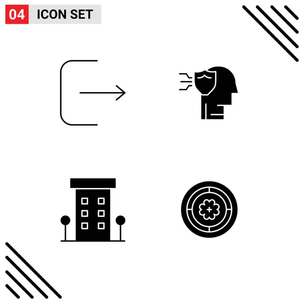 Set Modern Icons Symbols Signs Logout Shop Front Personal Shield — 스톡 벡터