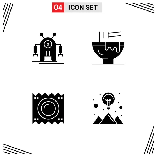 Universal Icon Symbols Group Modern Solid Glyphs Human Condom Technology — Vettoriale Stock