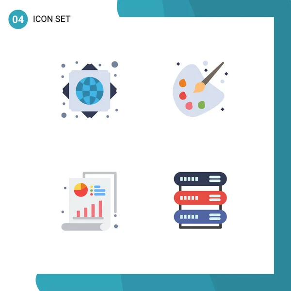 Mobile Interface Flat Icon Set Mit Piktogrammen Globaler Infrastruktur Diagramm — Stockvektor