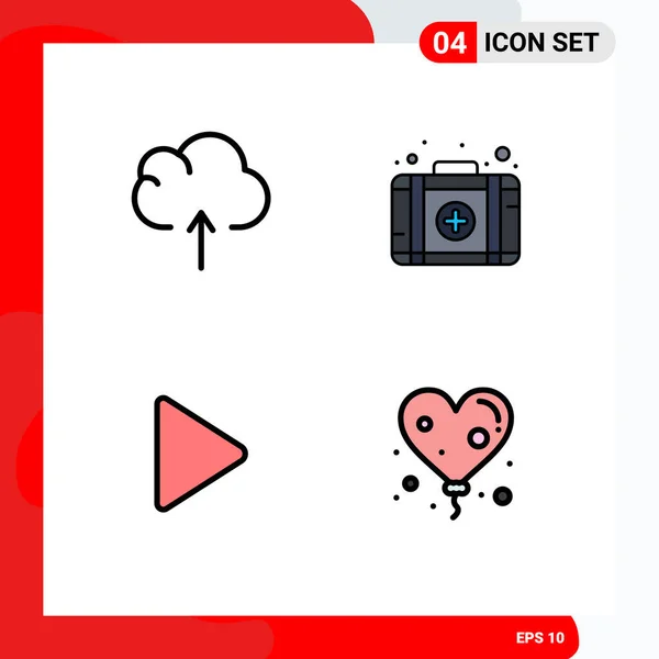 Vector Icon Pack Line Signs Symbols Cloud Balloon Aid Play — 스톡 벡터