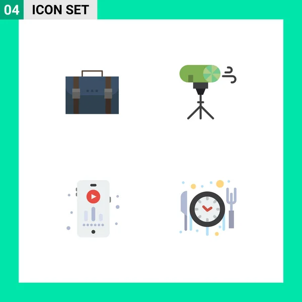 Pack Creative Flat Icons Briefcase Photographic Documents Suitcase Audio Editable — Stock Vector