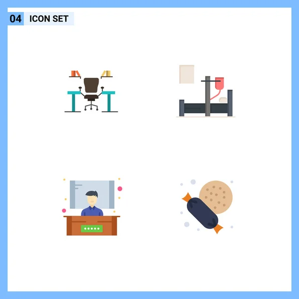 Set Von Vector Flat Icons Grid Für Tisch Medizin Computer — Stockvektor