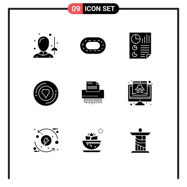 Thematic Vector Solid Glyphs Editable Symbols Confidential Sticker Data Printer — Stock Vector