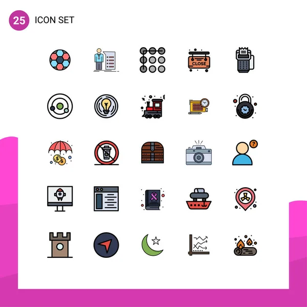 2014 Mobile Interface Filled Line Flat Color Set Pictograms Credit — 스톡 벡터