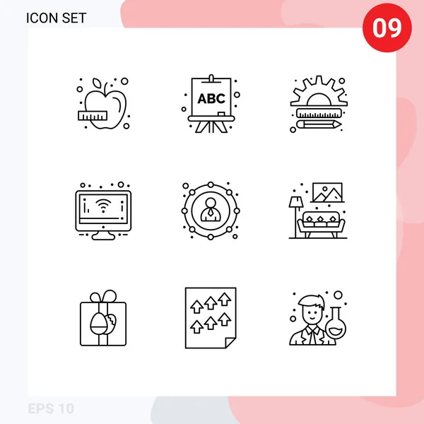 Creative Icons Modern Signs Sysymbols Leader Banking Creative Wifi Monitor — Vector de stock