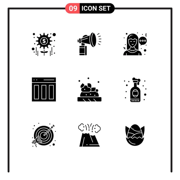Пакет Креативных Символов Кисти Интерфейса Рога Контента Столбцов Таблиц — стоковый вектор