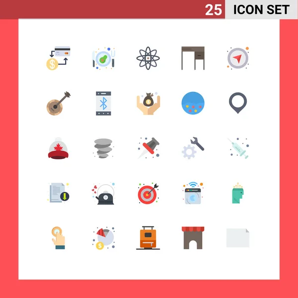 Creative Icons Modern Jelek Szimbólumok Gps Iránytű Atom Iroda Bútorok — Stock Vector