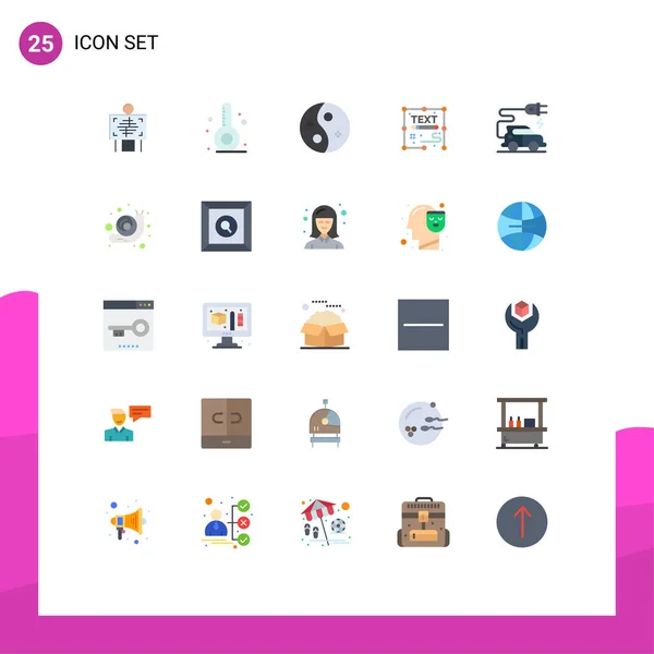 Mobile Interface Flat Color Set Pictograms Write Document Beauty Creative — Archivo Imágenes Vectoriales